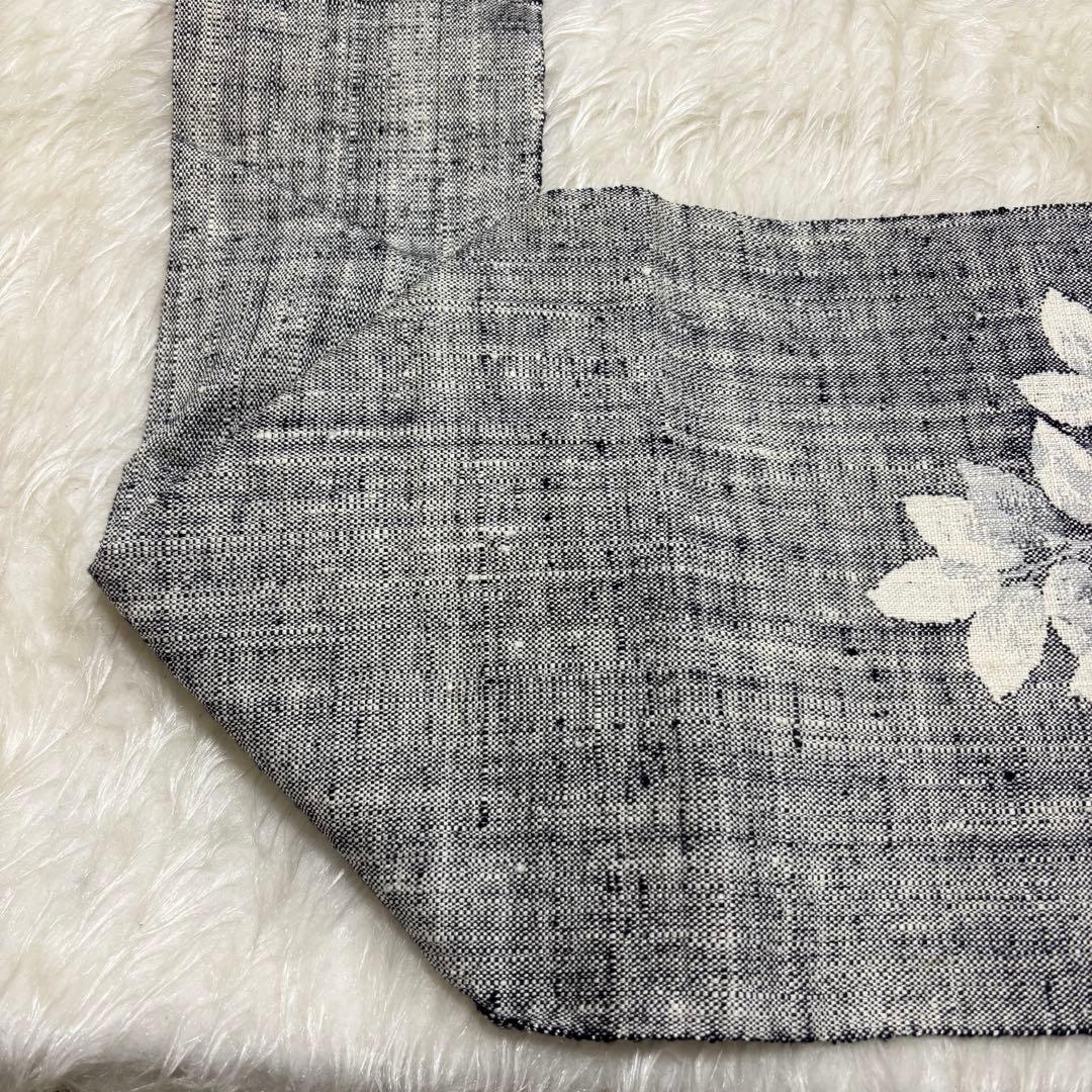【極美品】袋名古屋帯 八寸帯 モダン ボタニカル 花草模様 織り 紬 絹 425