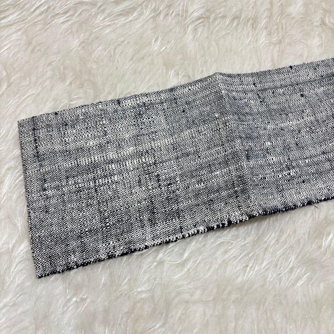 【極美品】袋名古屋帯 八寸帯 モダン ボタニカル 花草模様 織り 紬 絹 425