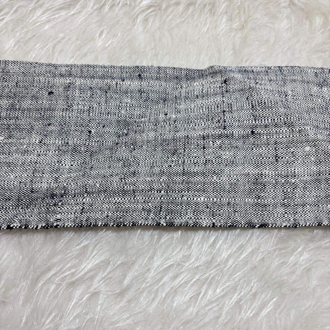 【極美品】袋名古屋帯 八寸帯 モダン ボタニカル 花草模様 織り 紬 絹 425