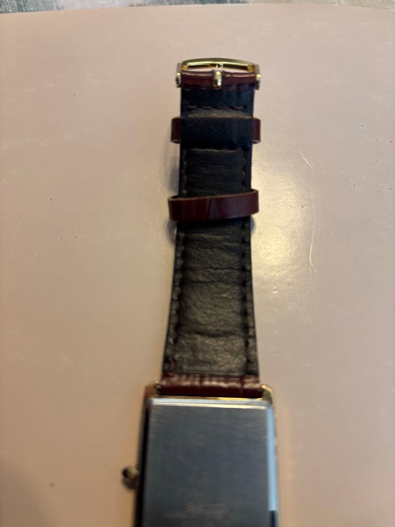 セイコー　ドルチェ　ブラウンレザー クォーツ腕時計 長方形