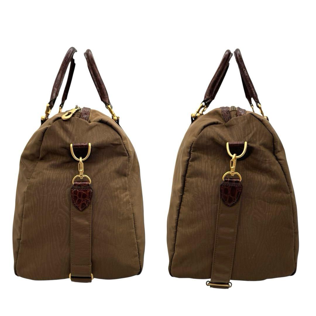 美品 バレンシアガ ボストンバッグ 2WAY ナイロン BBロゴ 茶色系Y2k