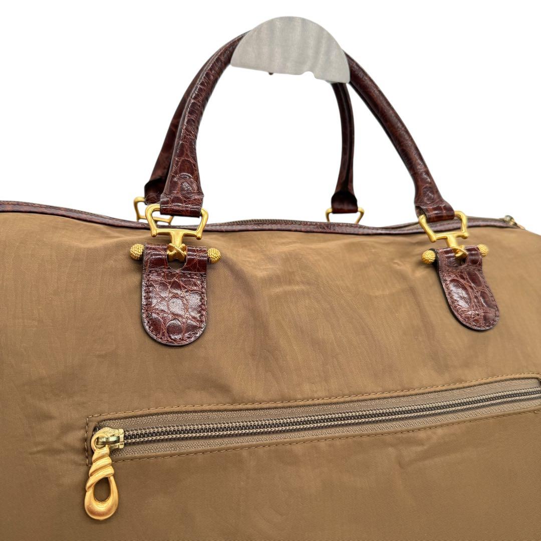 美品 バレンシアガ ボストンバッグ 2WAY ナイロン BBロゴ 茶色系Y2k