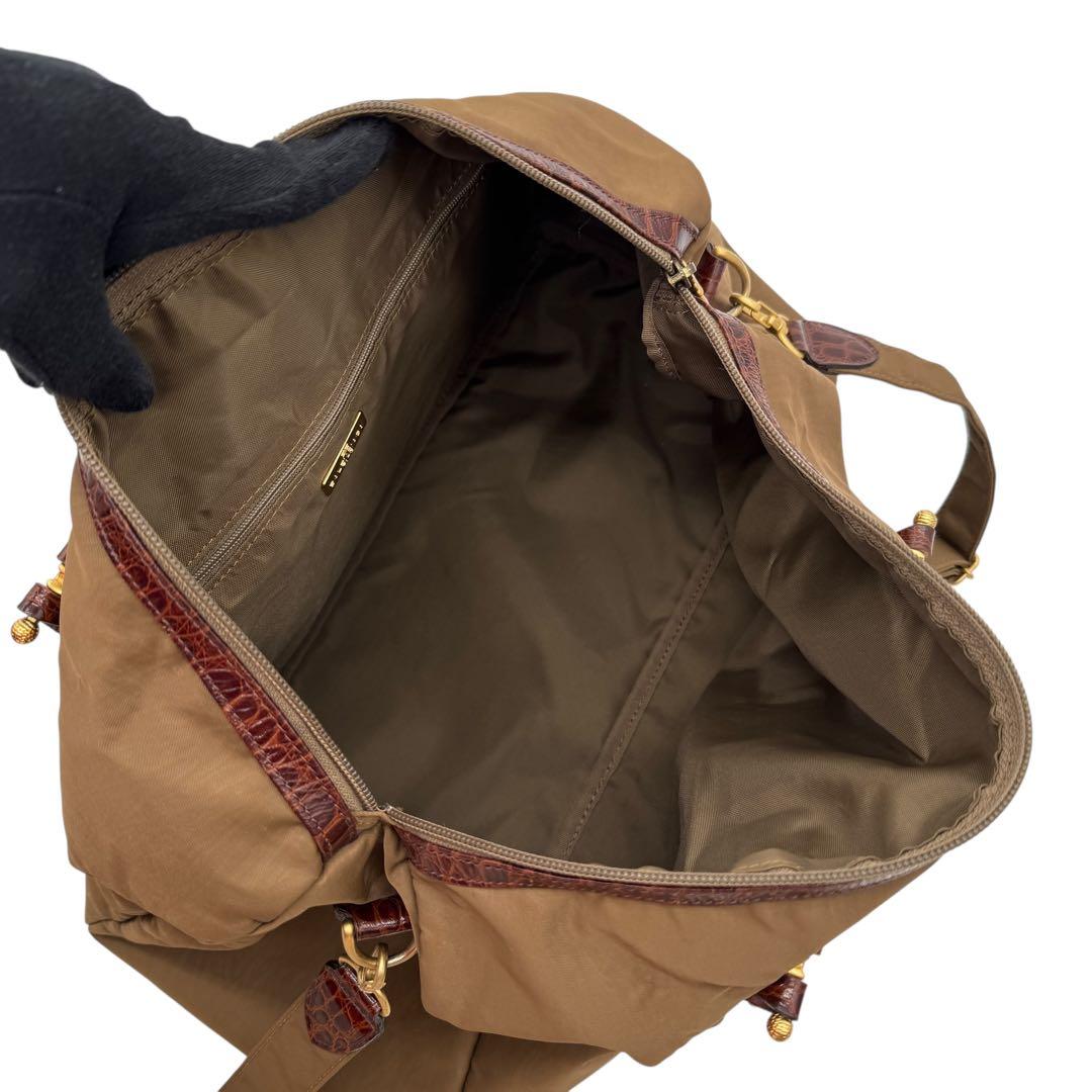 美品 バレンシアガ ボストンバッグ 2WAY ナイロン BBロゴ 茶色系Y2k