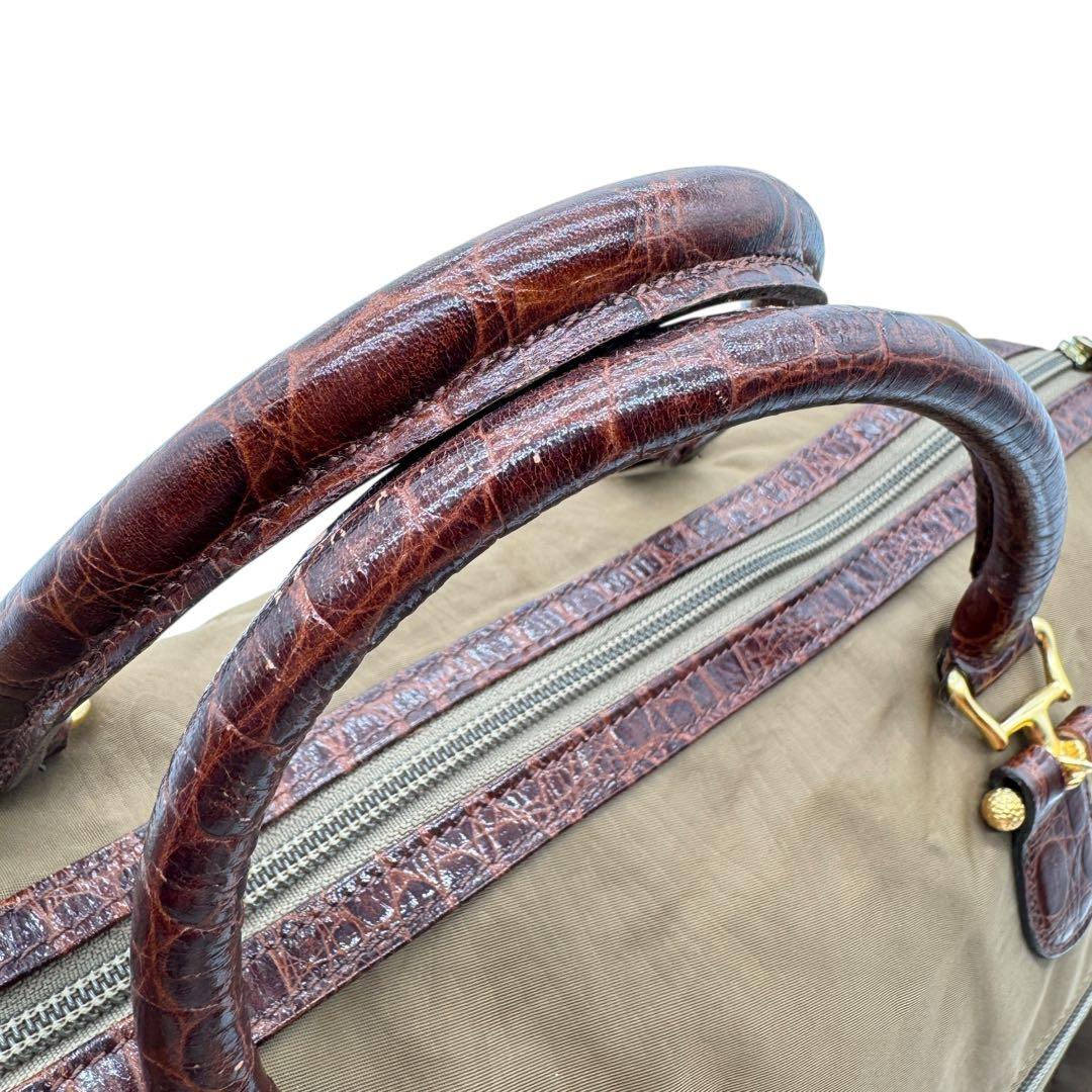 美品 バレンシアガ ボストンバッグ 2WAY ナイロン BBロゴ 茶色系Y2k