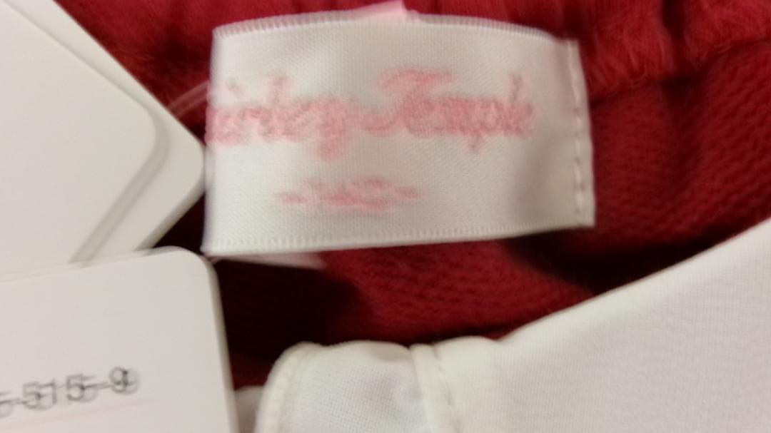 ◆うさぎアップリケロゴ刺繍ワンピース◆長袖◆シャーリーテンプル◆アカ◆ウサギ◆