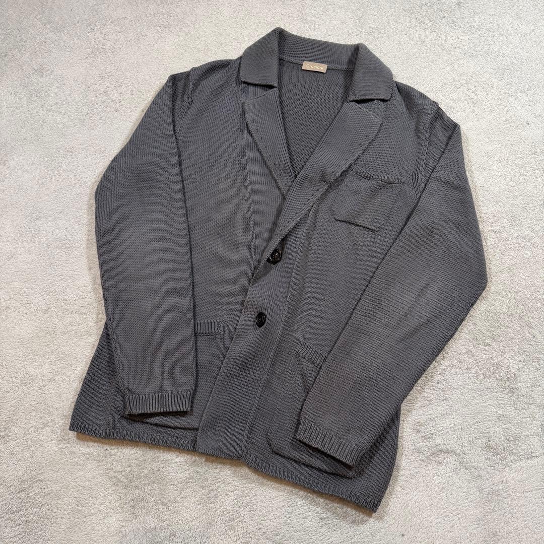 クルチアーニ　グレー　50 コットン　ニット　テーラードジャケット　カーディガン