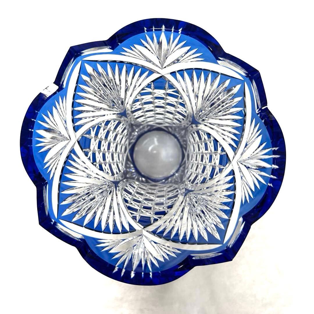 カガミクリスタル　青色クリスタルガラス花瓶