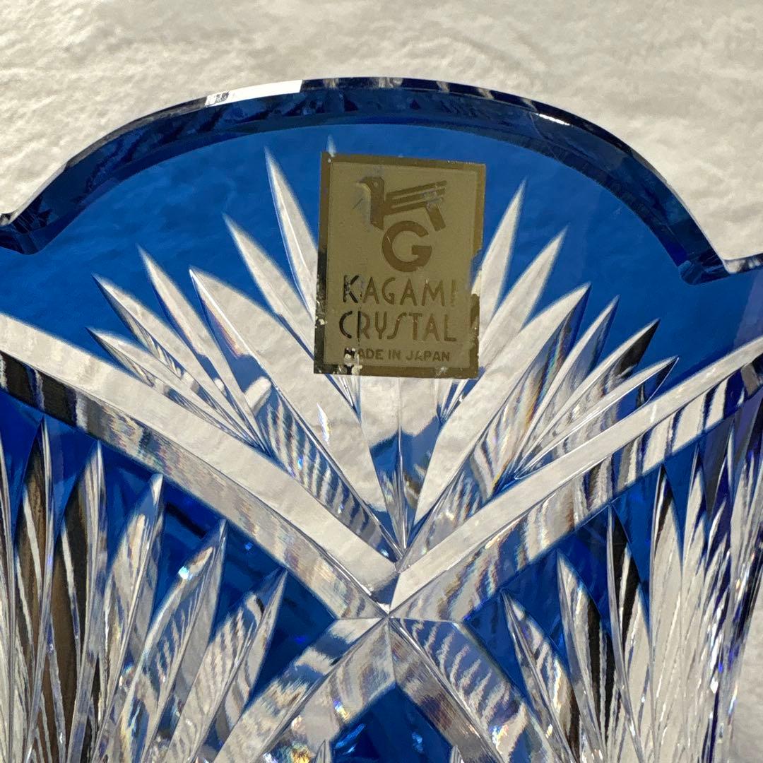 カガミクリスタル　青色クリスタルガラス花瓶