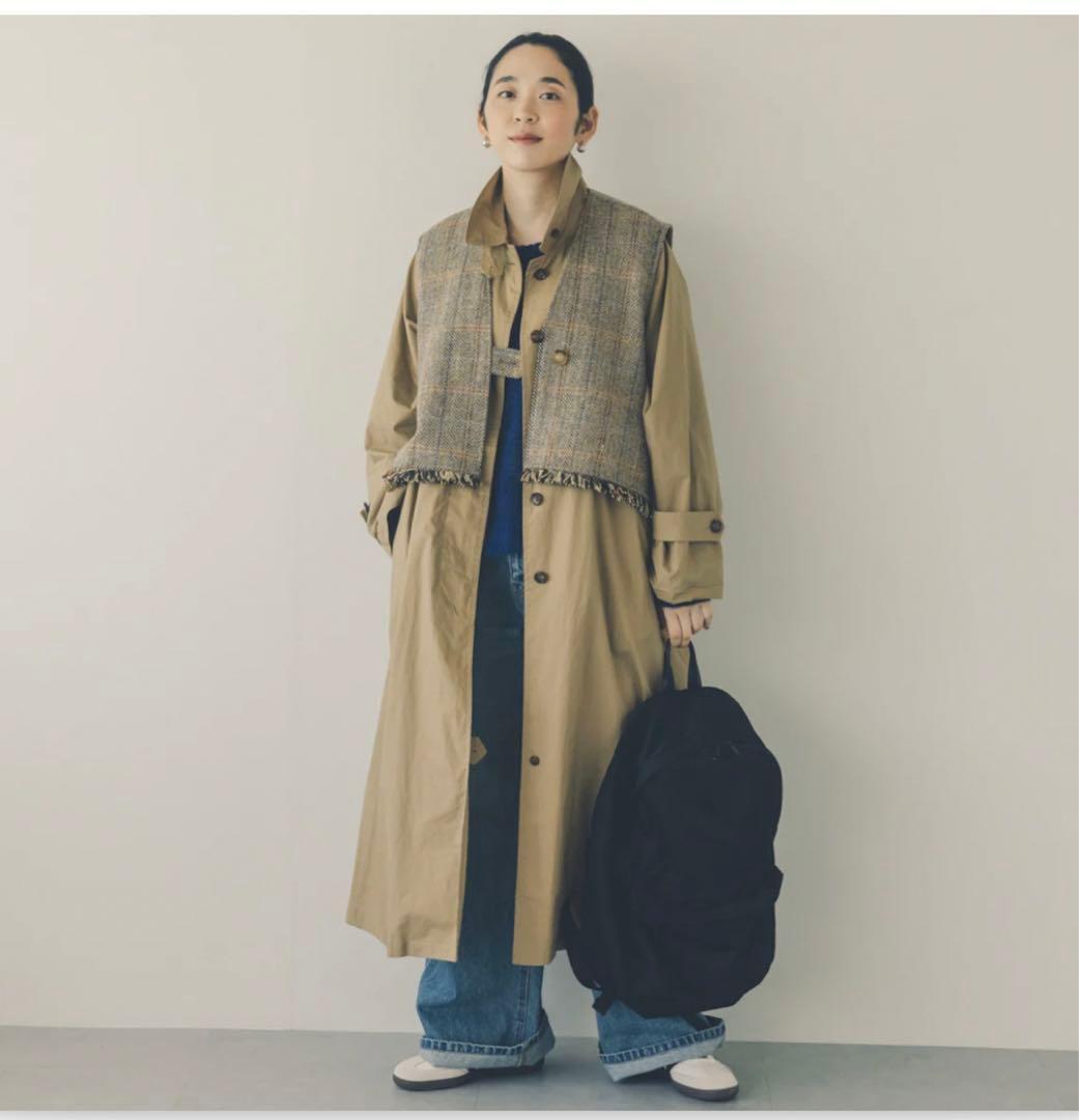 新品　北欧、暮らしの道具店 「ワードローブを新鮮に」ヘリンボーン柄のウールベスト