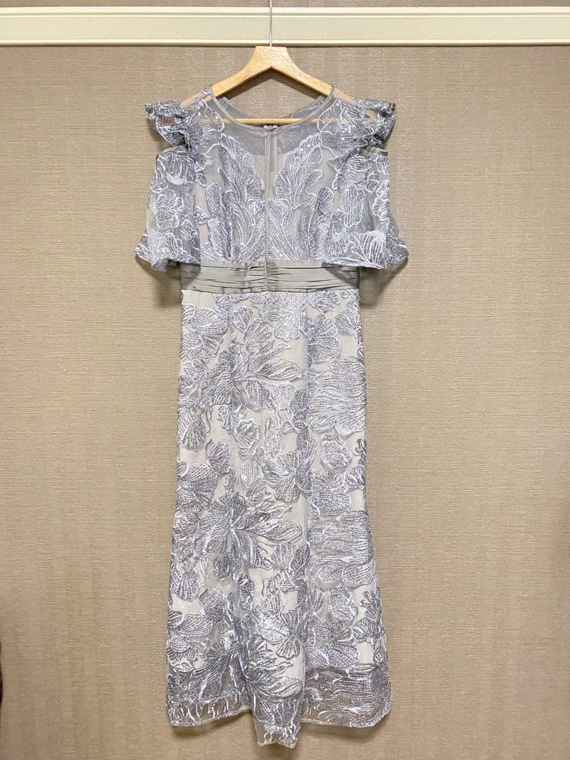 【Leja】フラワーレースシアーフリルマーメイドワンピースドレス