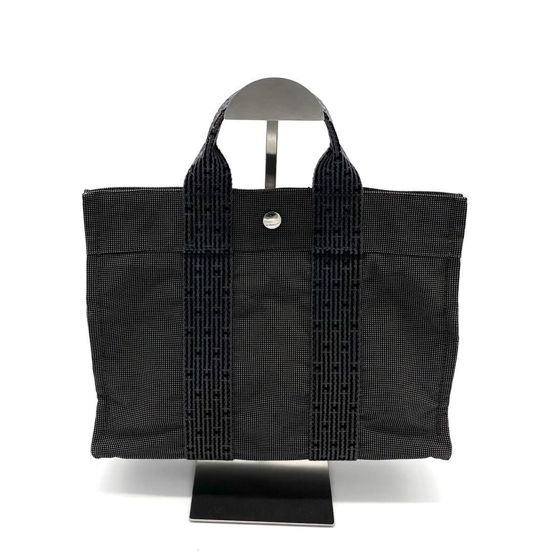 HERMESエルメス エールラインPM トートバッグ グレー カデナ付 通勤B5