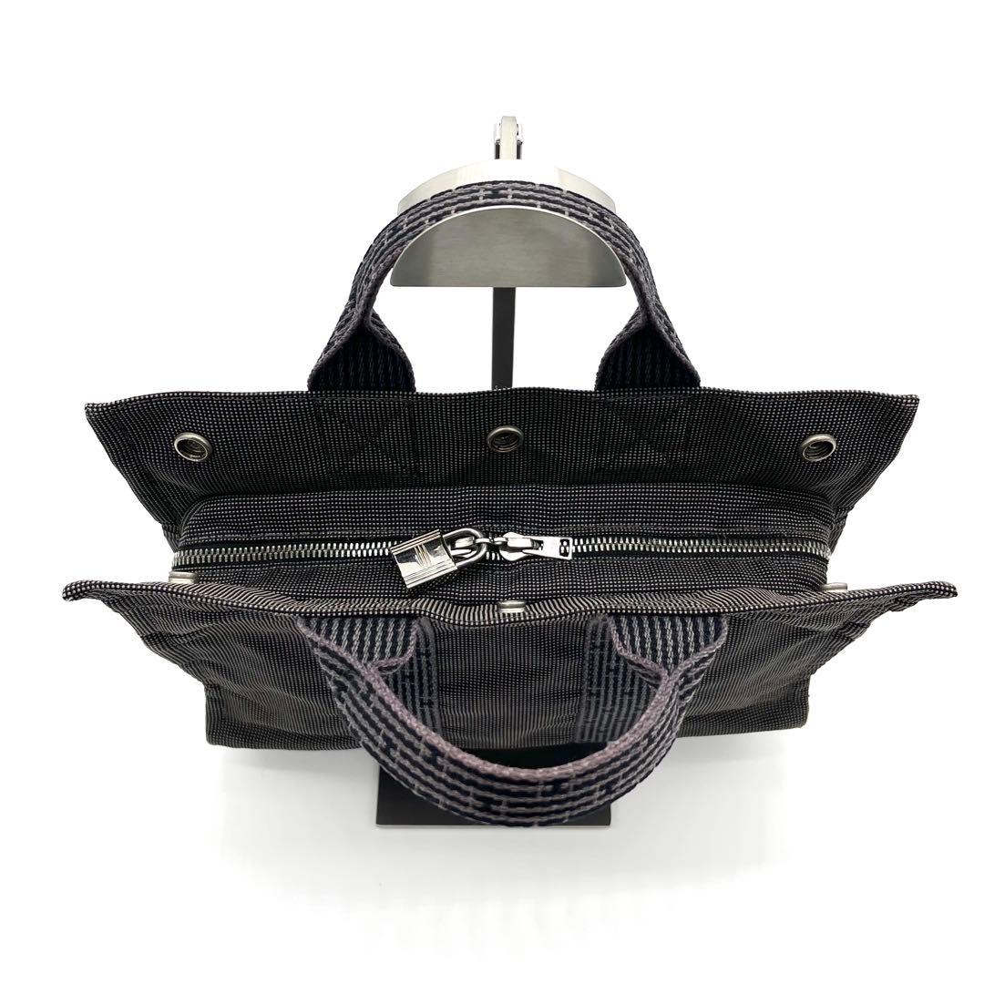 HERMESエルメス エールラインPM トートバッグ グレー カデナ付 通勤B5