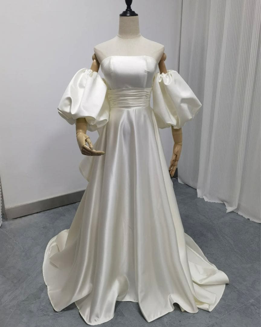 【定価6万円】3way ウェディングドレス　取り外しパフスリーブ　前撮りドレス