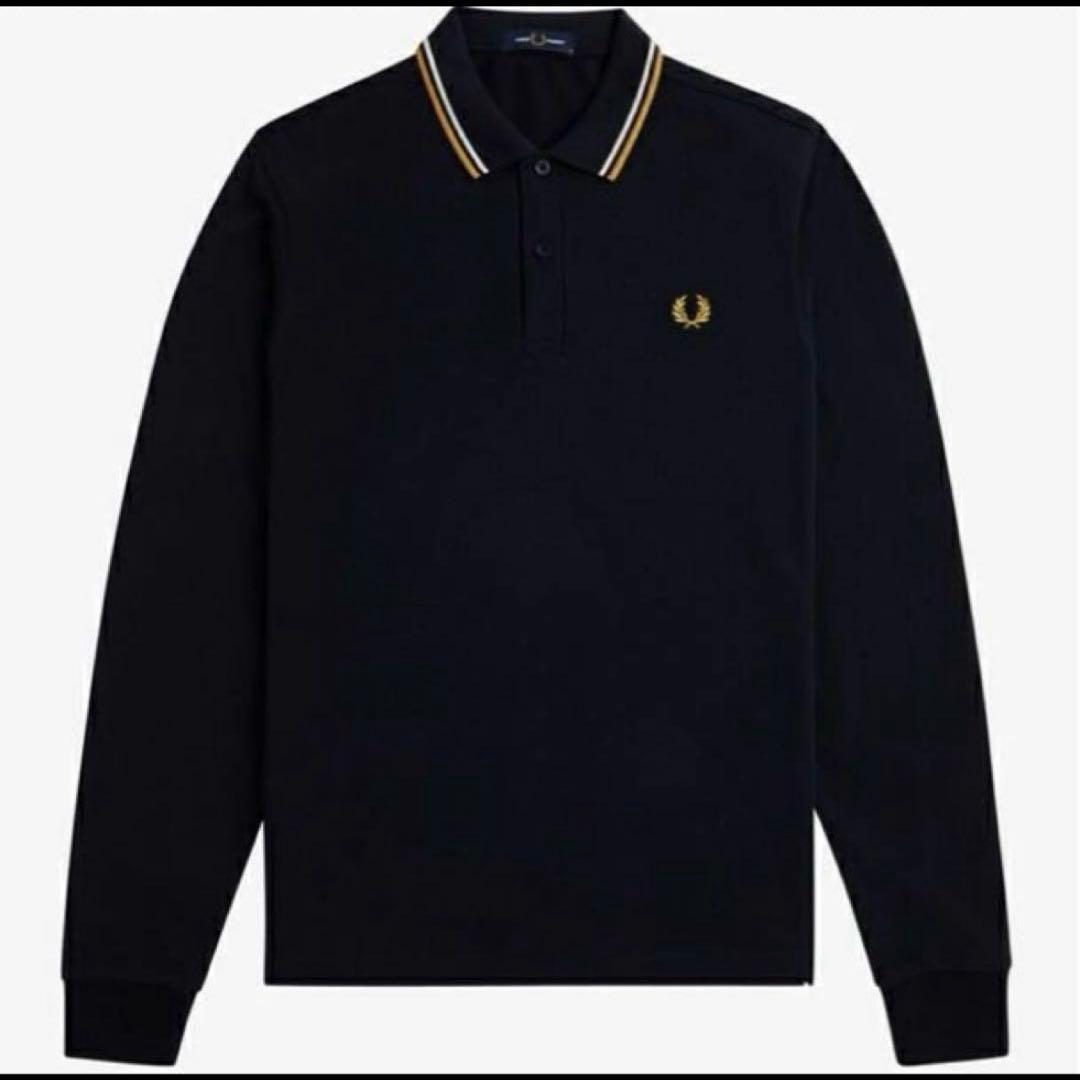 希少　フレッドペリー　メンズ　ポロシャツ　ブラック　ロゴ刺繍　長袖 XLサイズ