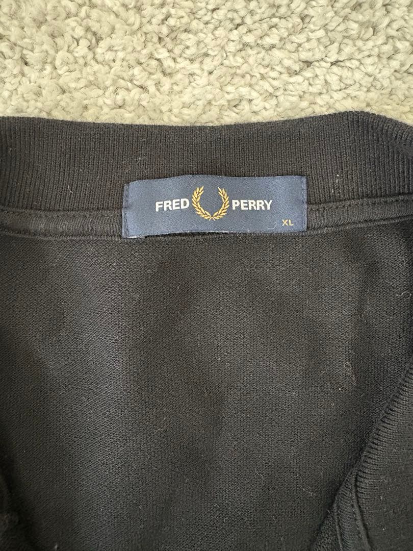 希少　フレッドペリー　メンズ　ポロシャツ　ブラック　ロゴ刺繍　長袖 XLサイズ