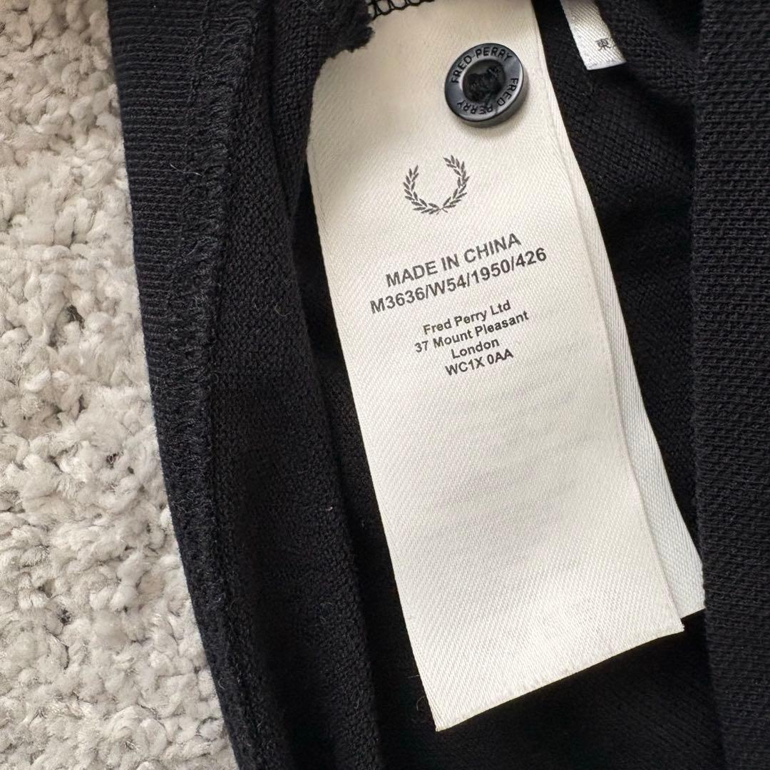 希少　フレッドペリー　メンズ　ポロシャツ　ブラック　ロゴ刺繍　長袖 XLサイズ