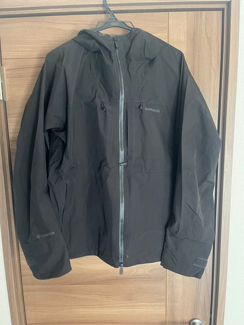 シマノゴアテックスブラック フード付きレインウェアセット　XL