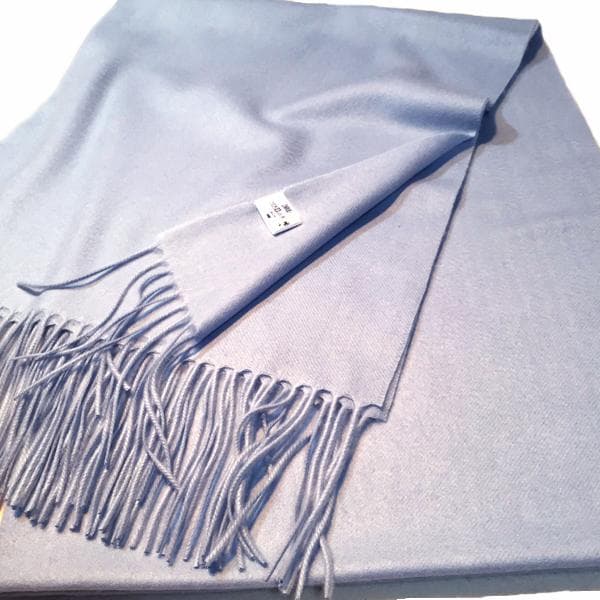 ラスト1枚値下70㎝×200超大判 100% カシミヤストールマフラーSAX新品