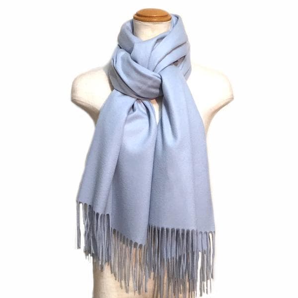 ラスト1枚値下70㎝×200超大判 100% カシミヤストールマフラーSAX新品