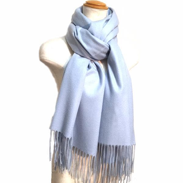 ラスト1枚値下70㎝×200超大判 100% カシミヤストールマフラーSAX新品