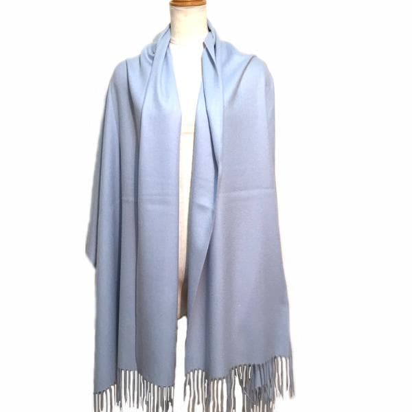 ラスト1枚値下70㎝×200超大判 100% カシミヤストールマフラーSAX新品