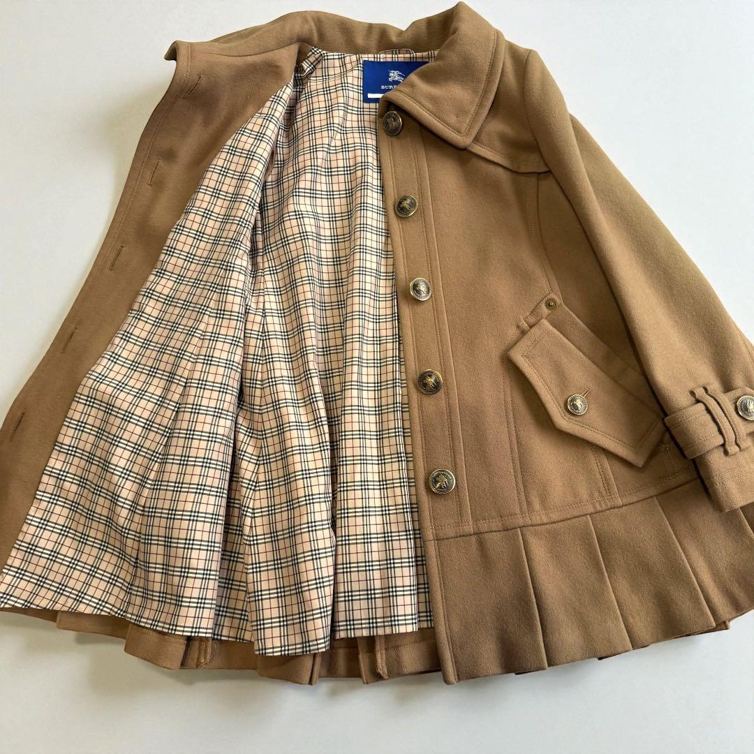 希少美品✨バーバリーブルーレーベル　ウールプリーツコート38 ノバチェック