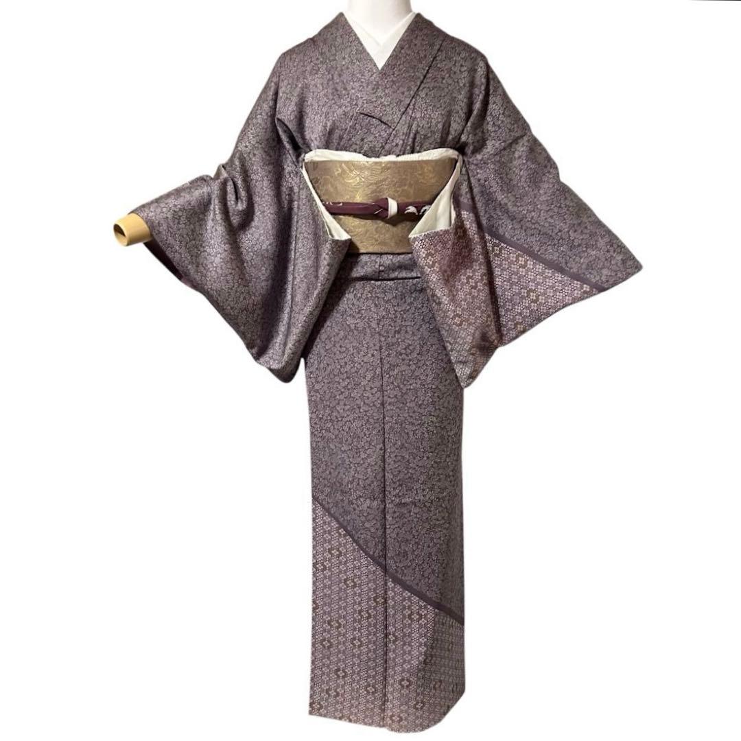未使用近い　美品　袷　江戸小紋　江戸更紗　型染め　正絹　訪問着　フルセット