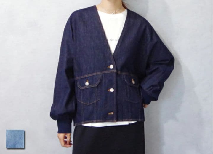 新品タグ付 2025新作 パシオーネ カフネ デニム ジャケット ネイビー
