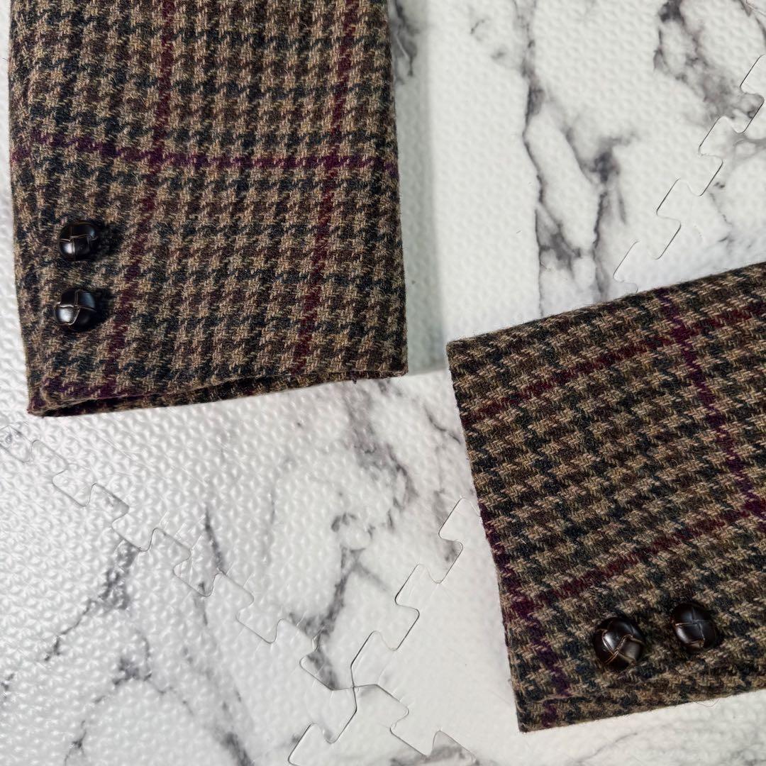 ケント　テーラードジャケット　ツイード　エルボーパッチ　千鳥格子柄　大きいサイズ