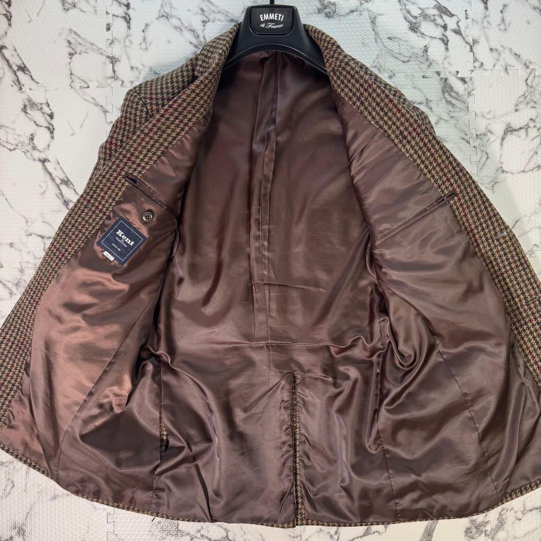 ケント　テーラードジャケット　ツイード　エルボーパッチ　千鳥格子柄　大きいサイズ