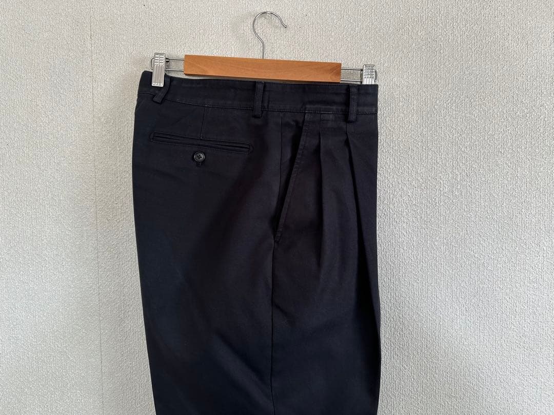 HERMES 2タックコットンワイドテーパードパンツ 黒 38
