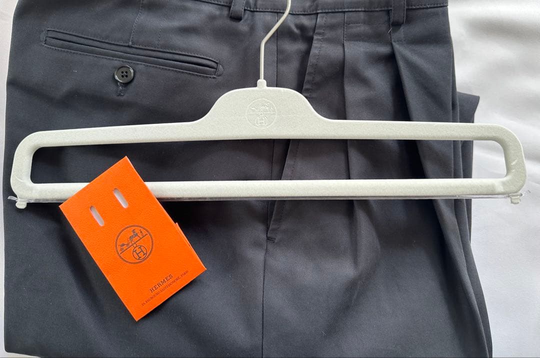 HERMES 2タックコットンワイドテーパードパンツ 黒 38