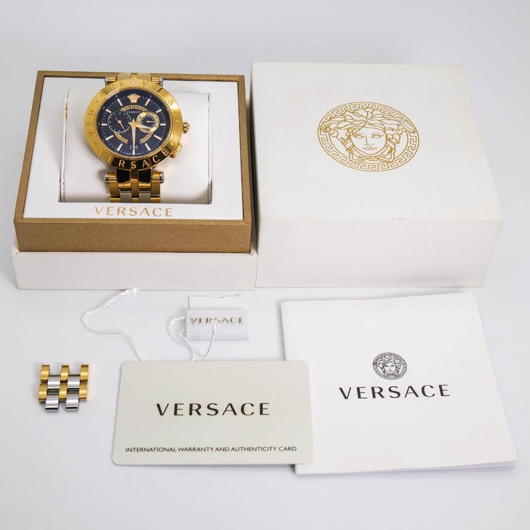 □稼働 VERSACE 腕時計 メデューサ デュアルタイム ゴールド 2617