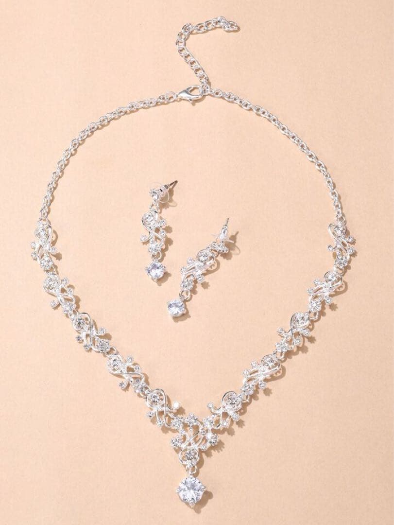 カラードレス ネックレス ピアス 文化祭 卒業式 青 紫 シルバー キラキラ