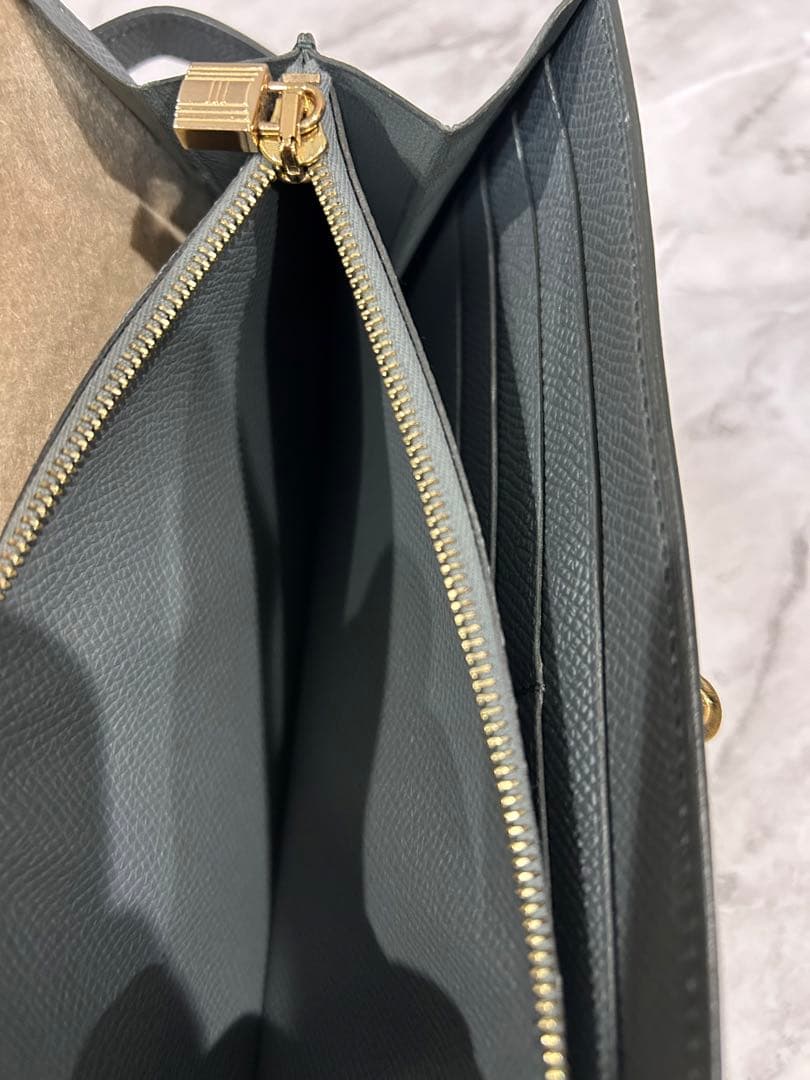 【貴重カラー】 エルメス ケリーウォレット ロング ヴェールアマンド エプソン