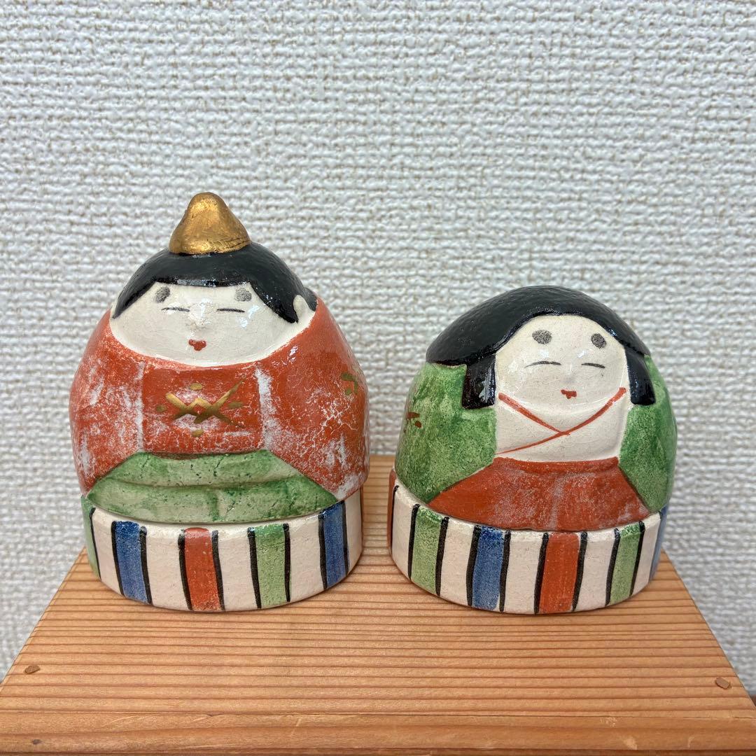 醍醐窯 島荷平 楽焼 雛形香合 蓋もの おひな様 珍味入れ