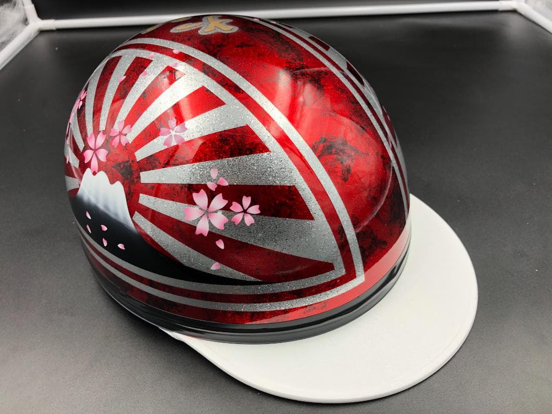 コルク半　カスタム　富士日章　三つボタン　レッドラップラメ　桜　高級クリヤ