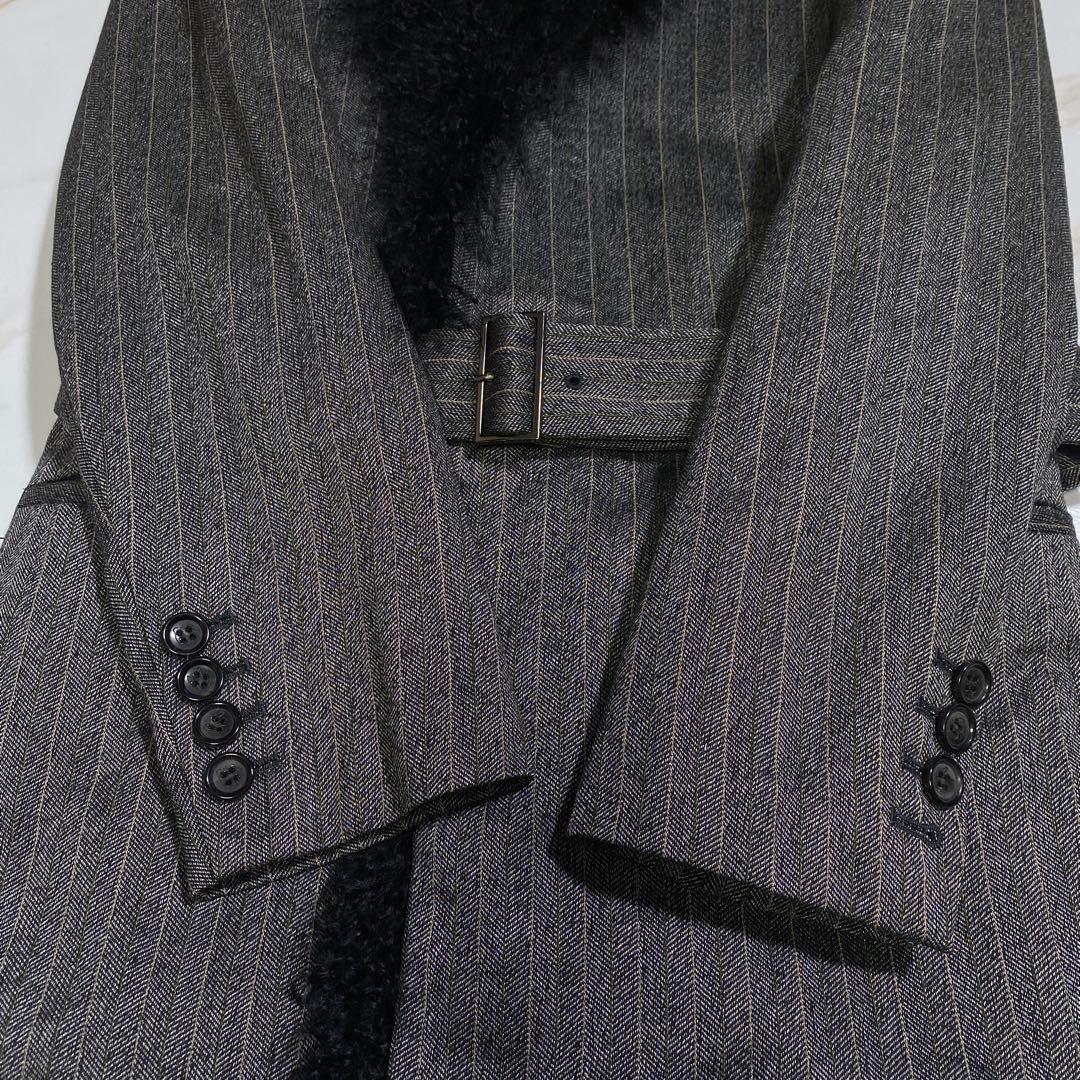 希少⭐︎POLITELY ヘリンボーン ラムファー ミリタリートレンチコート 比翼