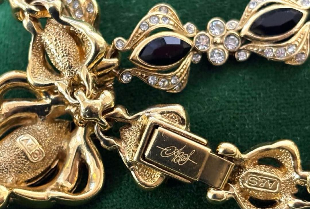 希少 A&S ヴィンテージ ゴールド ラインストーン ネックレス