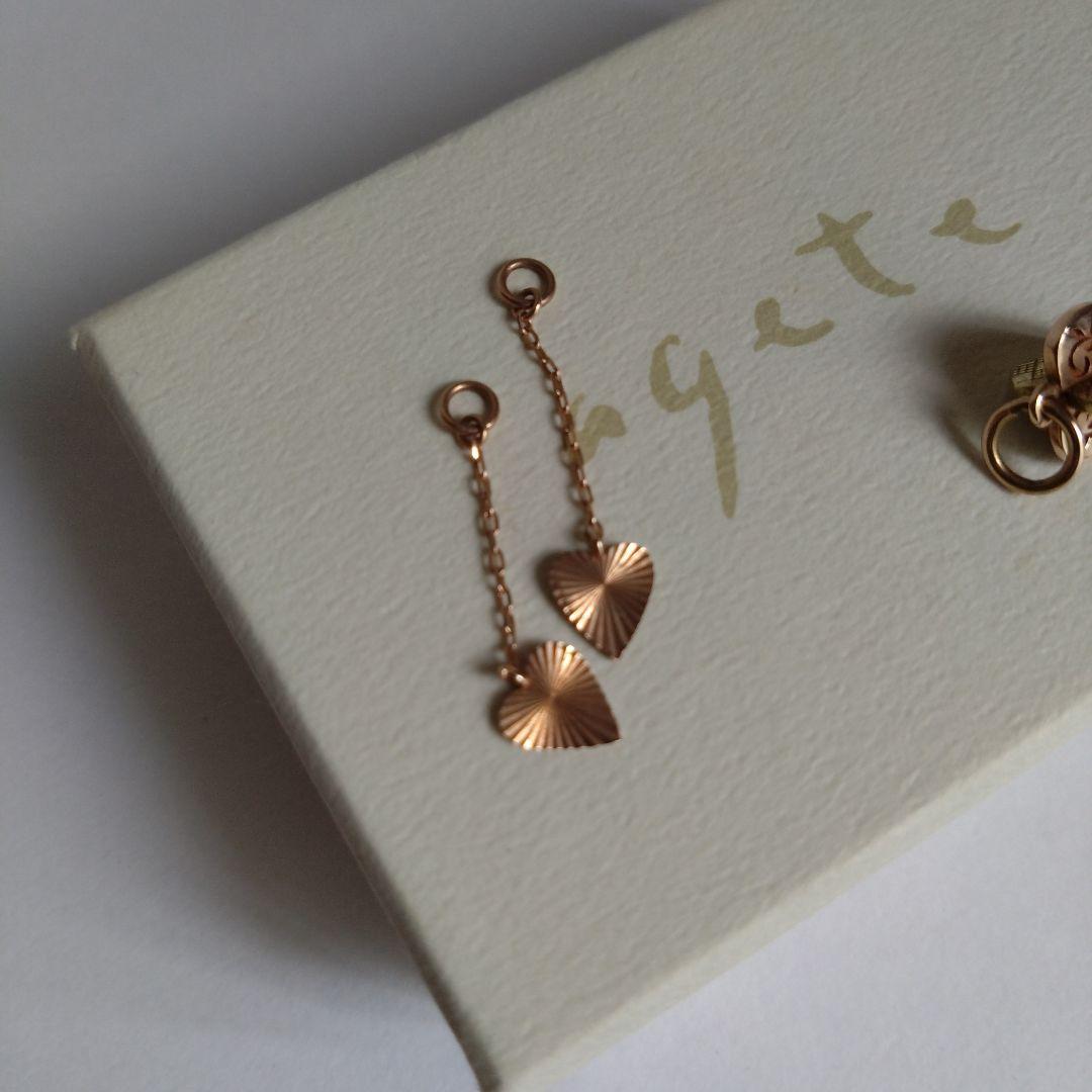 agete　アガット　ハート型立体チャーム　ハートパーツ　10金　k10