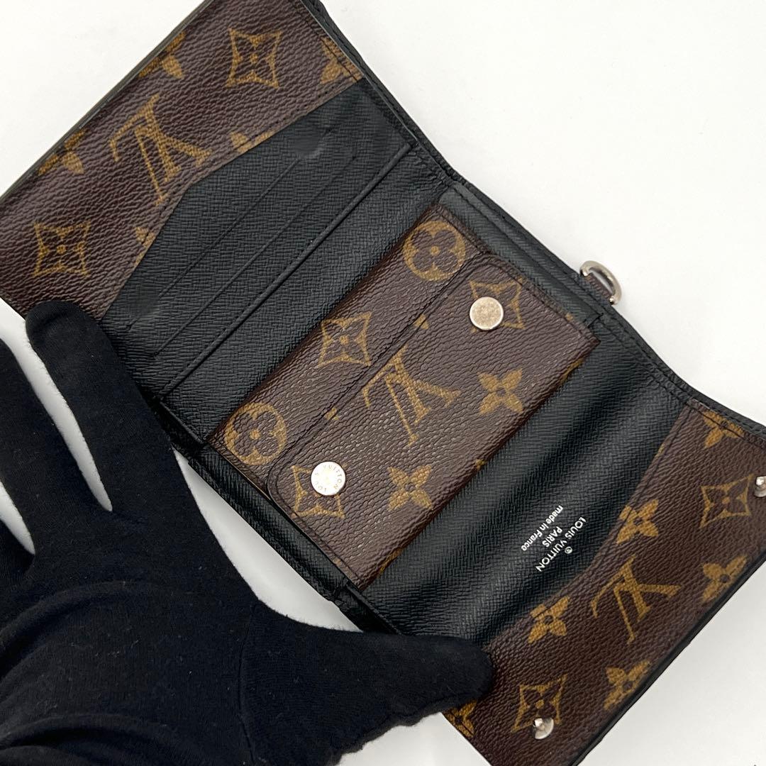 【美品】ルイヴィトン モノグラム マカサー チェーン コンパクト 三つ折り財布