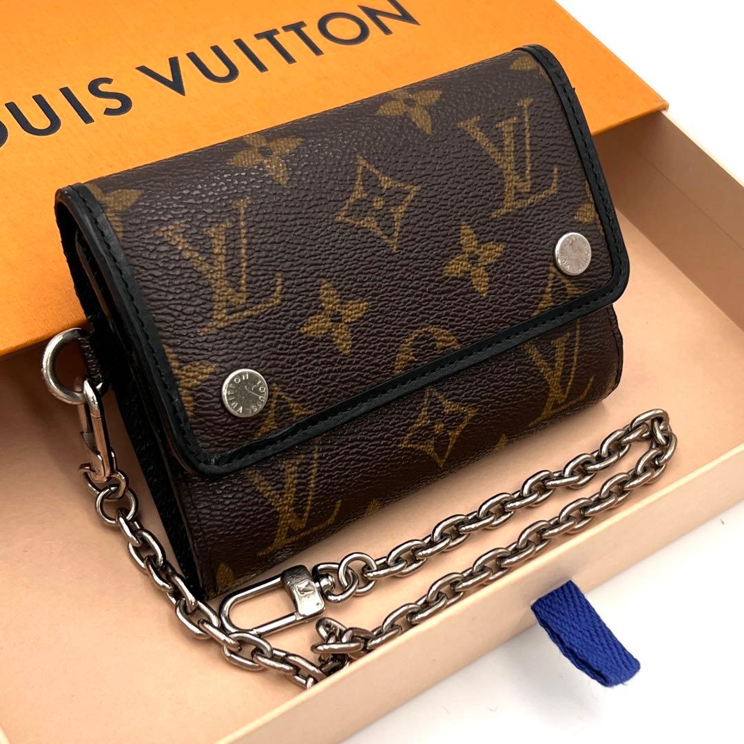 【美品】ルイヴィトン モノグラム マカサー チェーン コンパクト 三つ折り財布