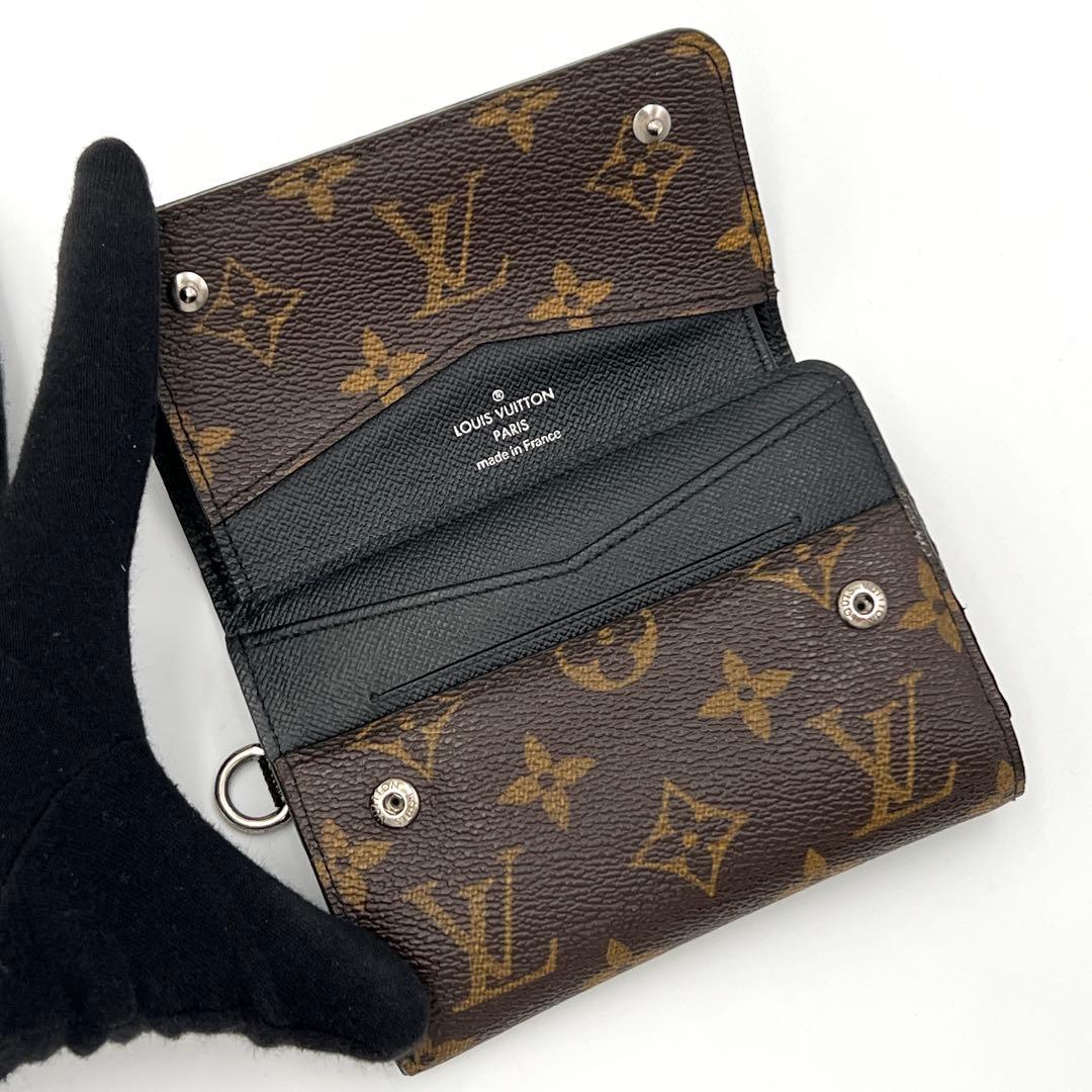 【美品】ルイヴィトン モノグラム マカサー チェーン コンパクト 三つ折り財布