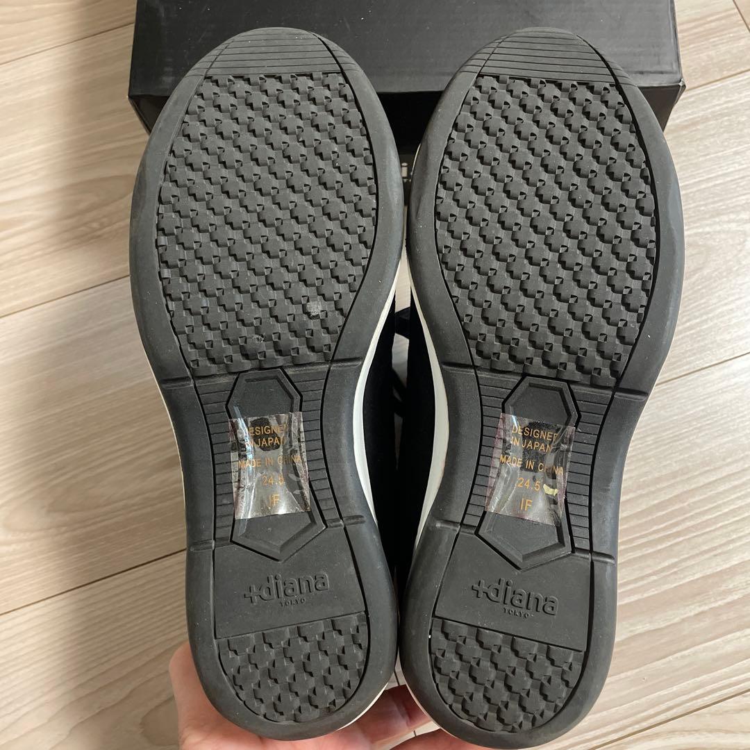 レディース　スニーカー　黒　+diana プラスダイアナ　インヒール24.5cm