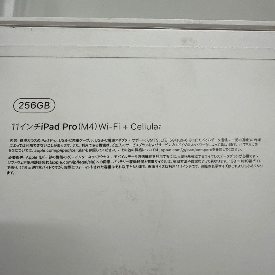 iPodPro 11インチ　M4 256GB Wi-fi+ Cellular
