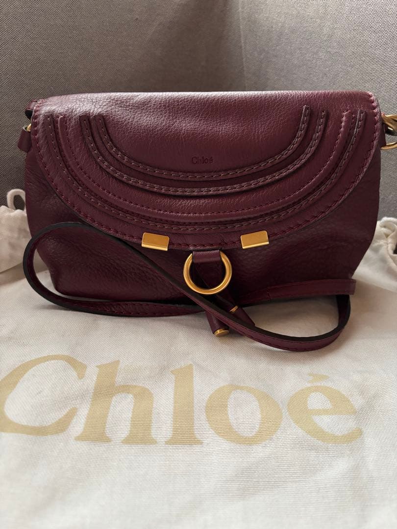 Chloe バーガンディ レザー ショルダーバッグ