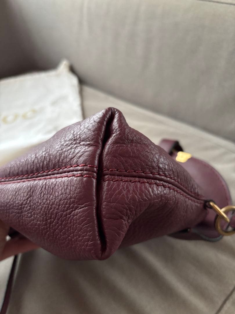 Chloe バーガンディ レザー ショルダーバッグ