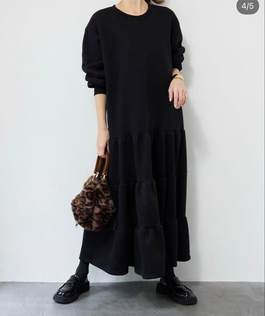 プラスオトハティアードワンピース グレー