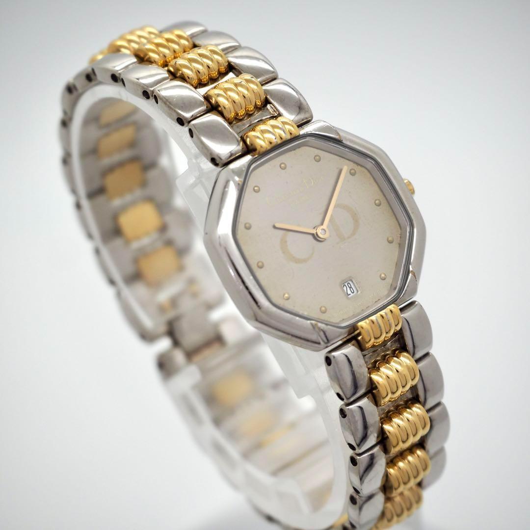 499 クリスチャンディオール　レディース　時計　オクタゴン　コンビ　デイト