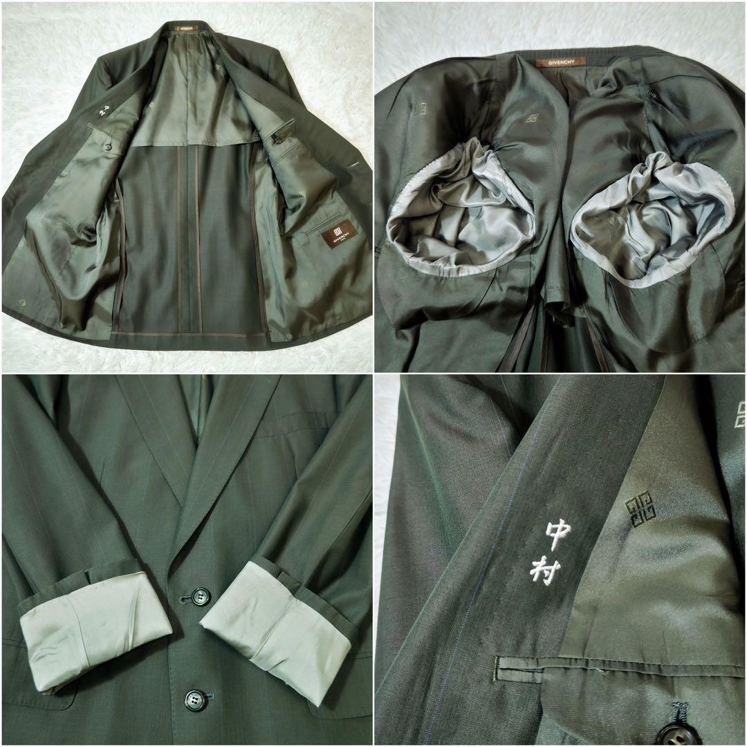 ジバンシィ　スーツセットアップ　シングル　ダークグリーン系　オリジナルロゴボタン